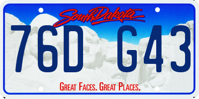 SD license plate 76DG43