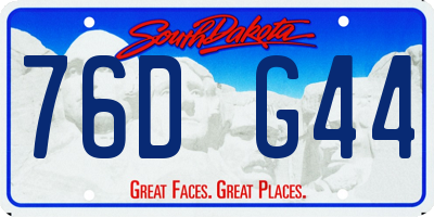 SD license plate 76DG44
