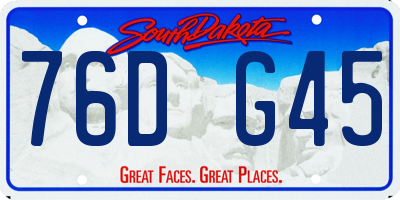 SD license plate 76DG45