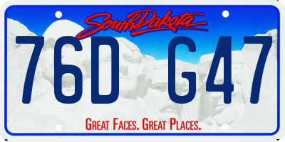 SD license plate 76DG47