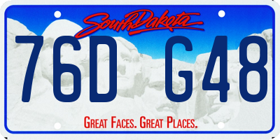 SD license plate 76DG48
