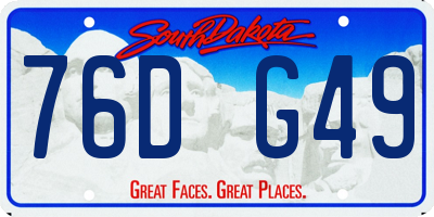 SD license plate 76DG49
