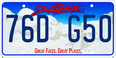 SD license plate 76DG50