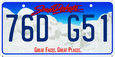 SD license plate 76DG51