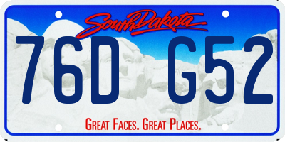 SD license plate 76DG52