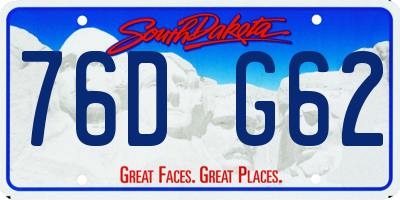 SD license plate 76DG62