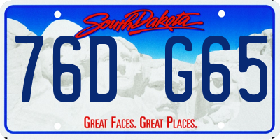 SD license plate 76DG65