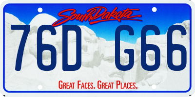 SD license plate 76DG66