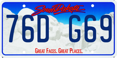 SD license plate 76DG69