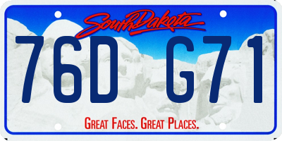 SD license plate 76DG71