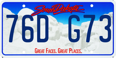 SD license plate 76DG73