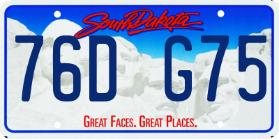 SD license plate 76DG75