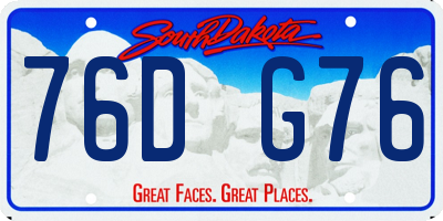 SD license plate 76DG76
