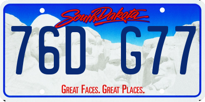 SD license plate 76DG77