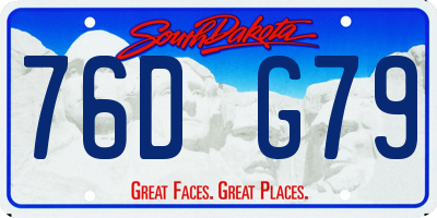 SD license plate 76DG79
