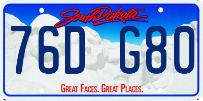 SD license plate 76DG80