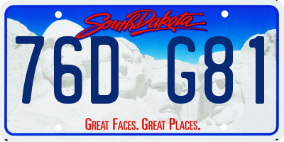 SD license plate 76DG81