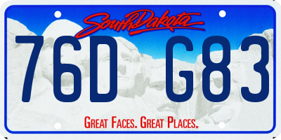 SD license plate 76DG83
