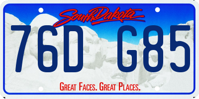 SD license plate 76DG85