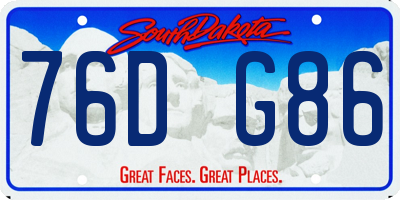 SD license plate 76DG86