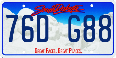 SD license plate 76DG88
