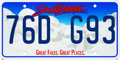 SD license plate 76DG93