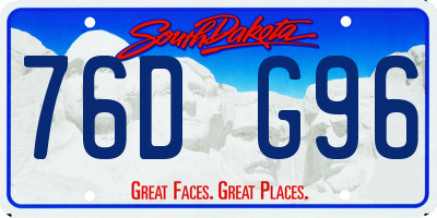 SD license plate 76DG96