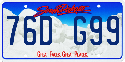 SD license plate 76DG99