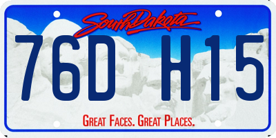 SD license plate 76DH15