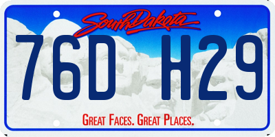 SD license plate 76DH29