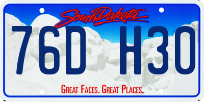 SD license plate 76DH30