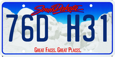 SD license plate 76DH31