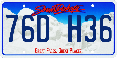 SD license plate 76DH36