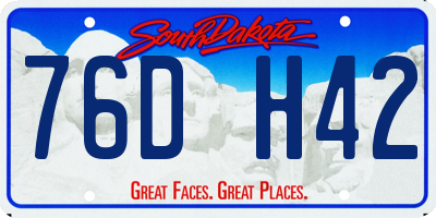 SD license plate 76DH42