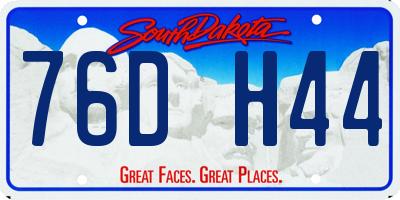 SD license plate 76DH44