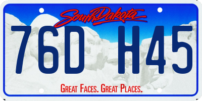 SD license plate 76DH45