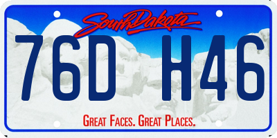 SD license plate 76DH46