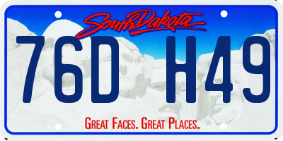 SD license plate 76DH49