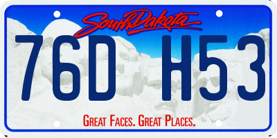 SD license plate 76DH53