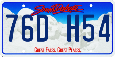SD license plate 76DH54
