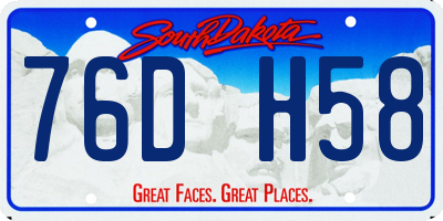 SD license plate 76DH58