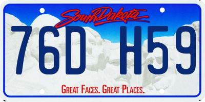 SD license plate 76DH59