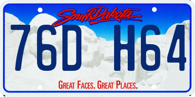 SD license plate 76DH64