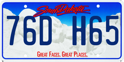 SD license plate 76DH65