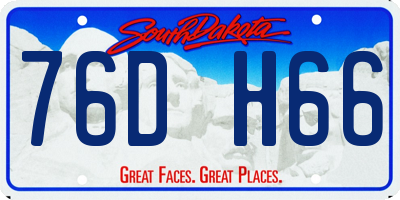 SD license plate 76DH66