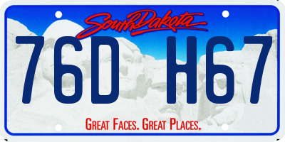 SD license plate 76DH67