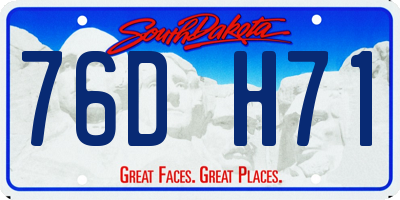 SD license plate 76DH71