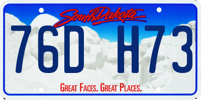 SD license plate 76DH73