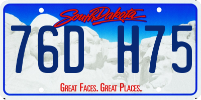 SD license plate 76DH75