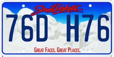 SD license plate 76DH76